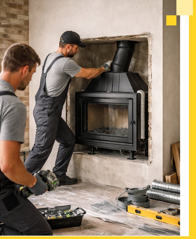 Установка каминных топок в Холмске: монтаж, подключение