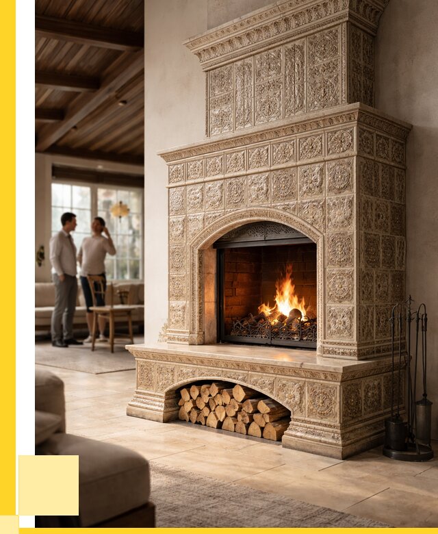 Купить изразцовый камин в Холмске от 256775 р. | ЭриданХлм