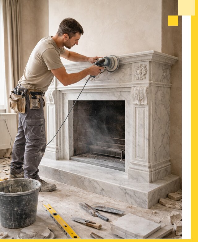 Изготовление и установка мраморных каминов в Холмске под ключ