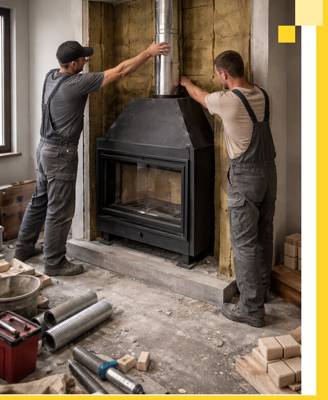 Изготовление и монтаж закрытых каминов в Холмске под ключ