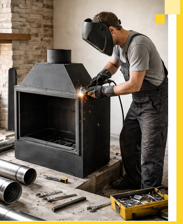 Продажа и установка металлических каминов в Холмске под ключ