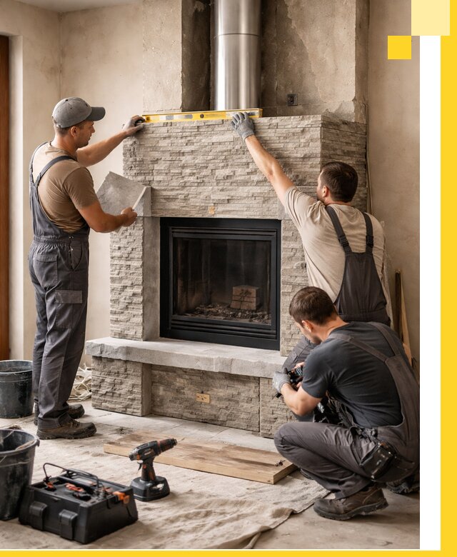 Профессиональный монтаж каминов под ключ в Холмске для дома