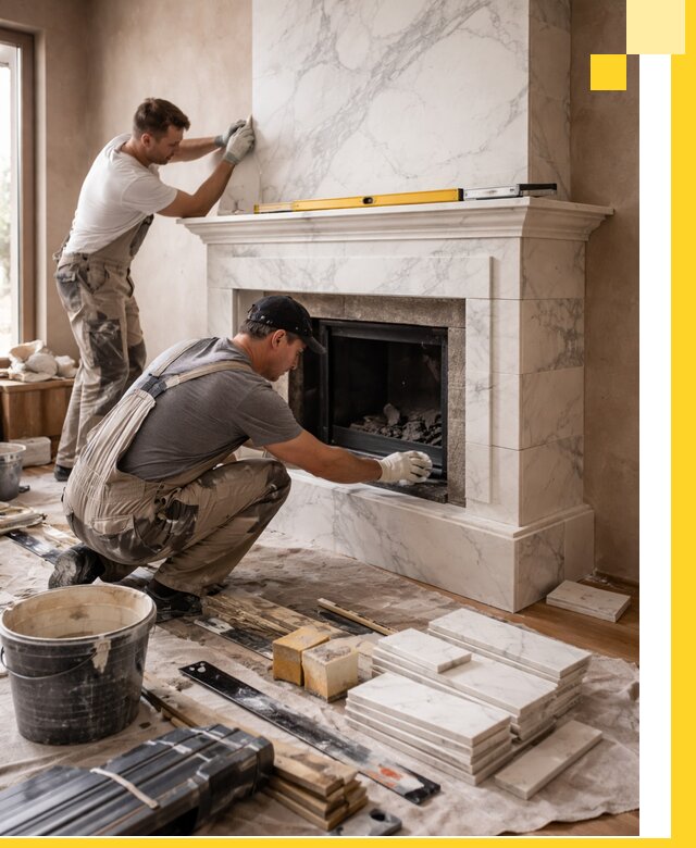 Отделка каминов в Холмске качественные облицовочные работы