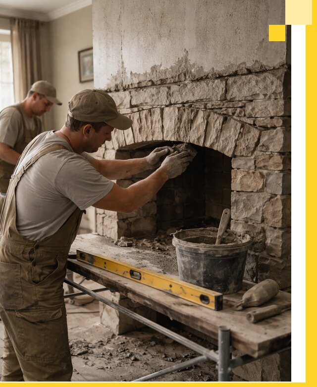 Изготовление каминов под ключ в Холмске, монтаж и отделка