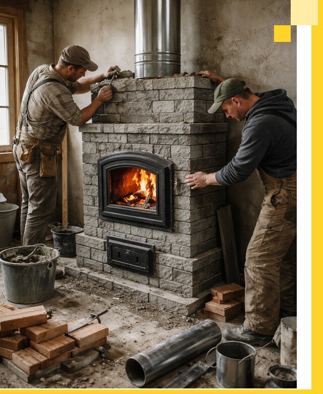 Производство, поставка и монтаж дровяных печей в Холмске