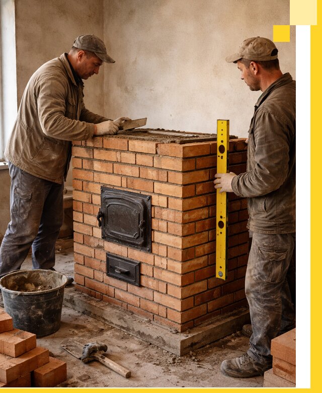 Отопительные печи под ключ в Холмске, установка и сборка