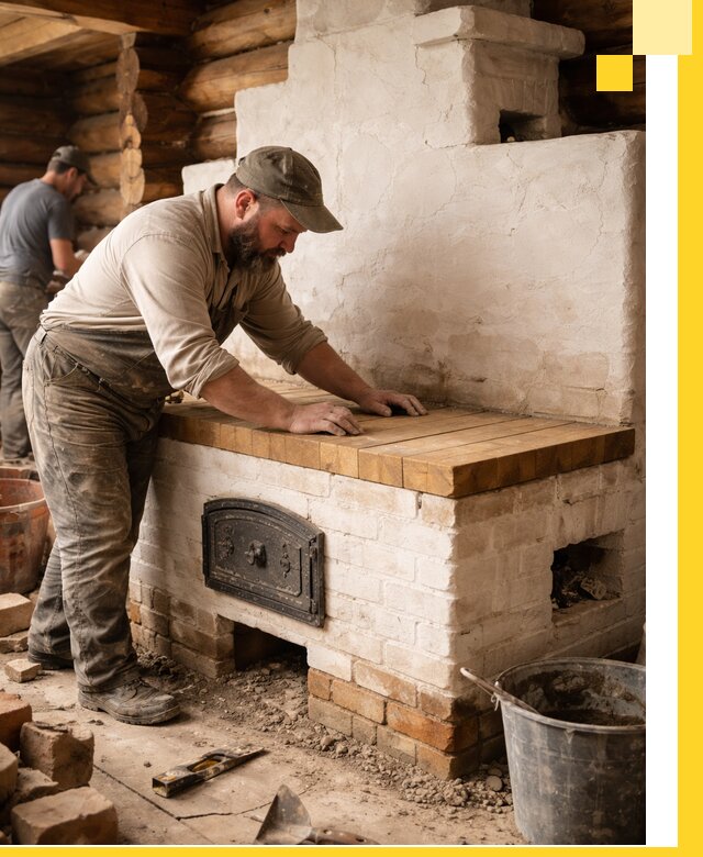 Проектирование и установка русской печи с лежанкой в Холмске