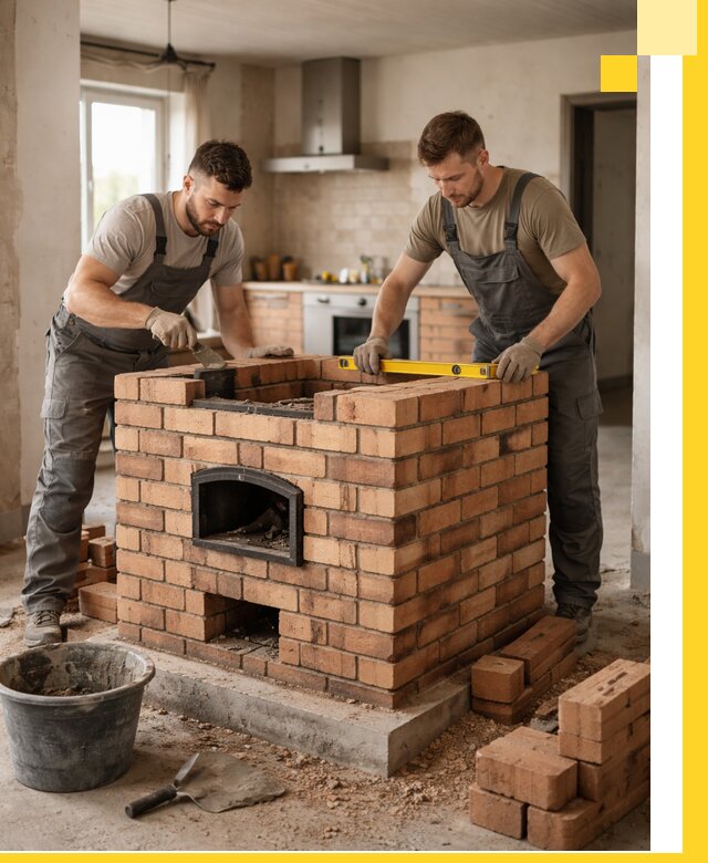 Установка и монтаж печей в частном доме в Холмске под ключ