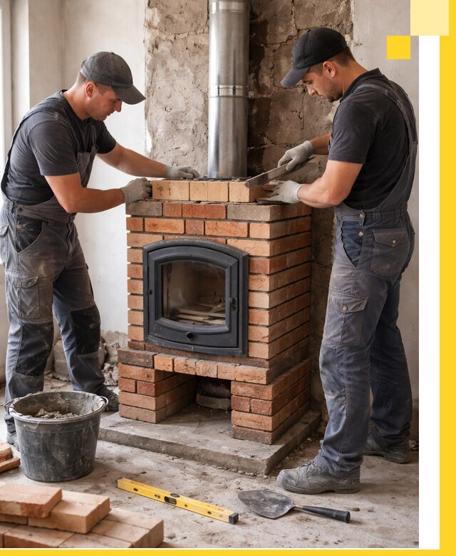 Монтаж печи камина под ключ в Холмске с гарантией и пусконаладкой