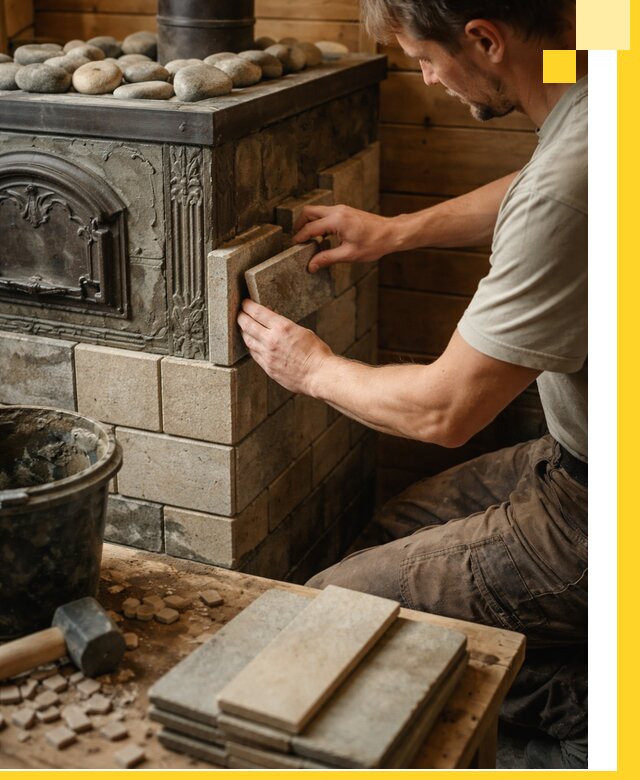 Облицовка банных печей в Холмске профессиональная отделка