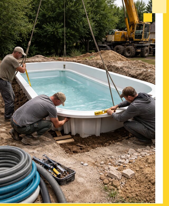 Установка и монтаж композитных бассейнов под ключ в Холмске