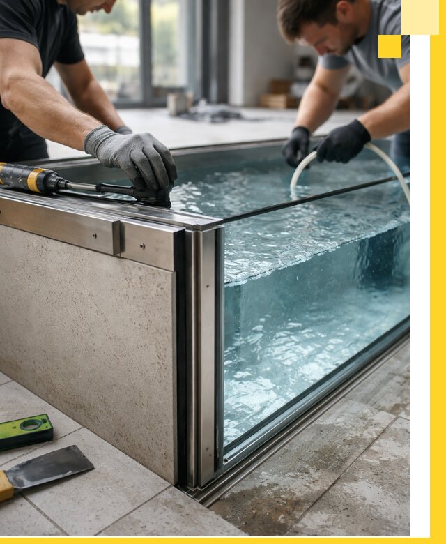 Проектирование и монтаж стеклянных бассейнов в Холмске