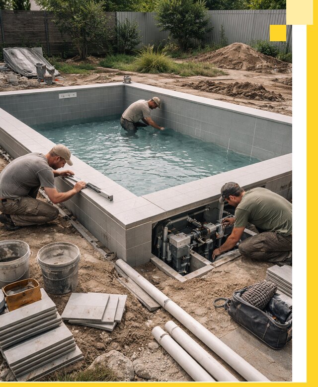 Строительство и монтаж бассейнов для дачи под ключ в Холмске