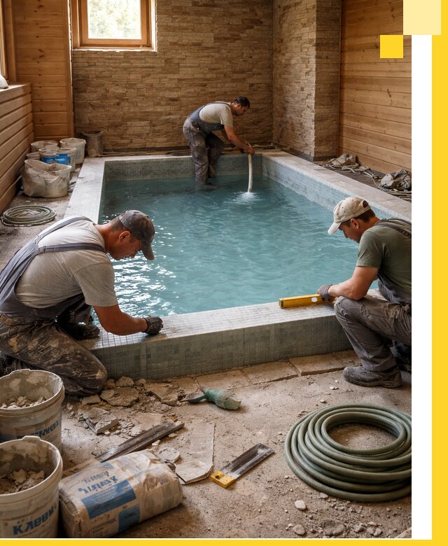 Проектирование и строительство бассейнов для бани в Холмске