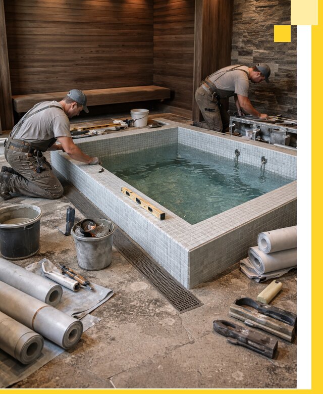 Установка и строительство бассейнов для сауны в Холмске