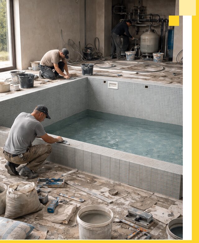 Строительство и монтаж бассейнов в помещении в Холмске