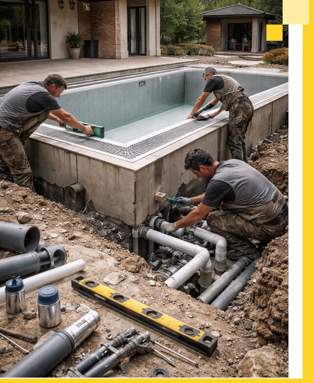 Строительство переливных бассейнов в Холмске под ключ