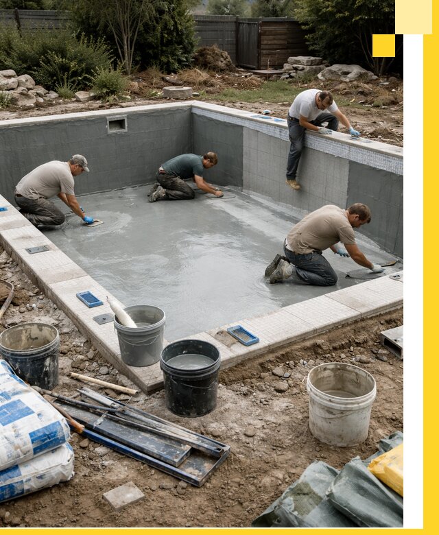 Изготовление и монтаж чаши бассейна под ключ в Холмске