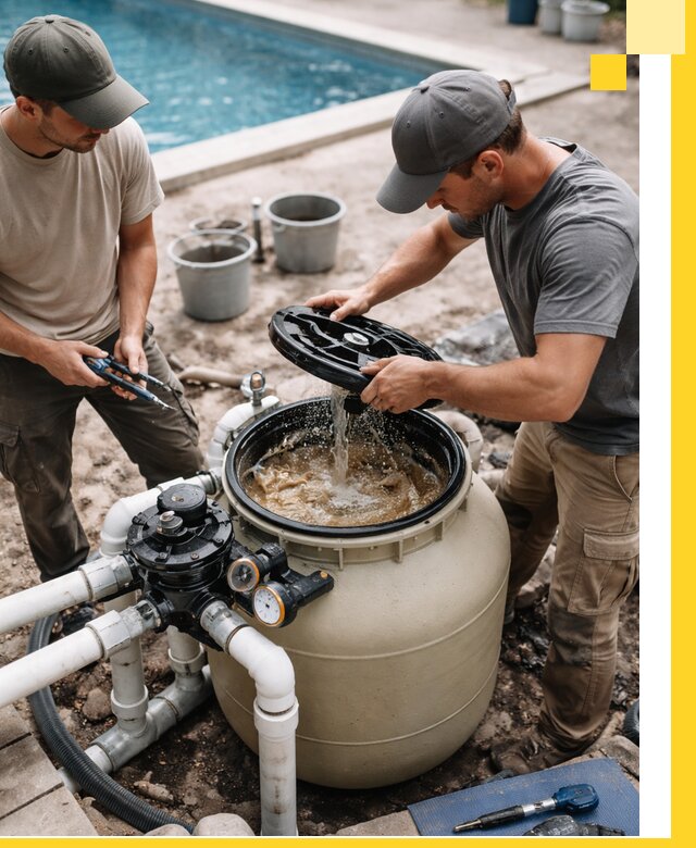 Установка и обслуживание песочных фильтров для бассейнов в Холмске