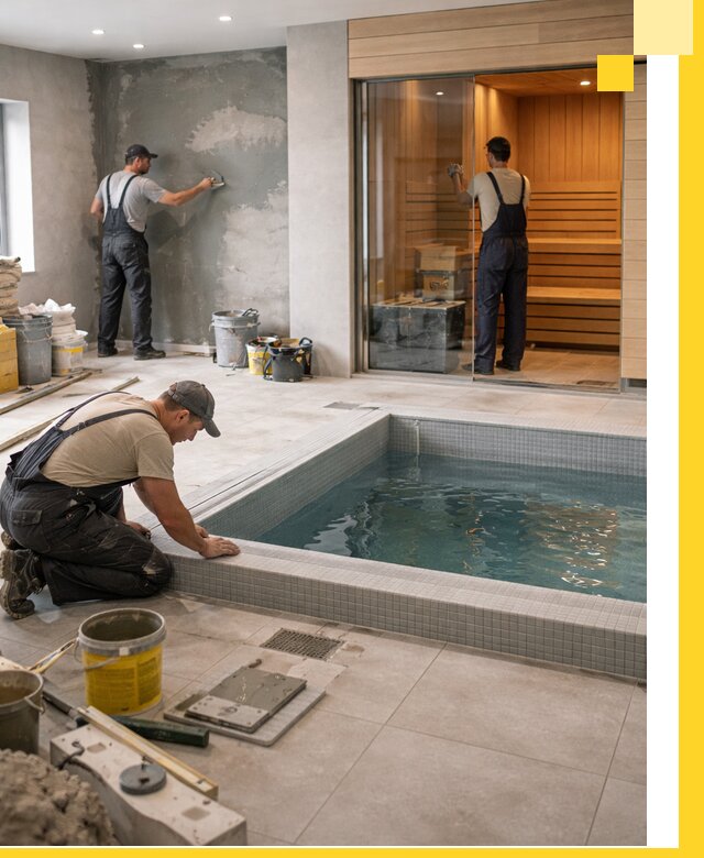 Проектирование и строительство сауны с бассейном в Холмске