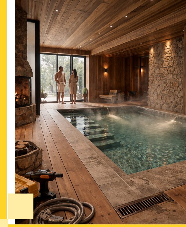 Проекты бань с бассейном под ключ в Холмске от 77033 р., ЭриданХлм