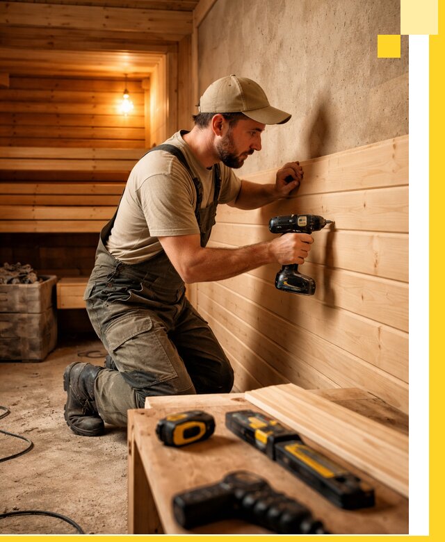 Профессиональная внутренняя отделка бани в Холмске под ключ