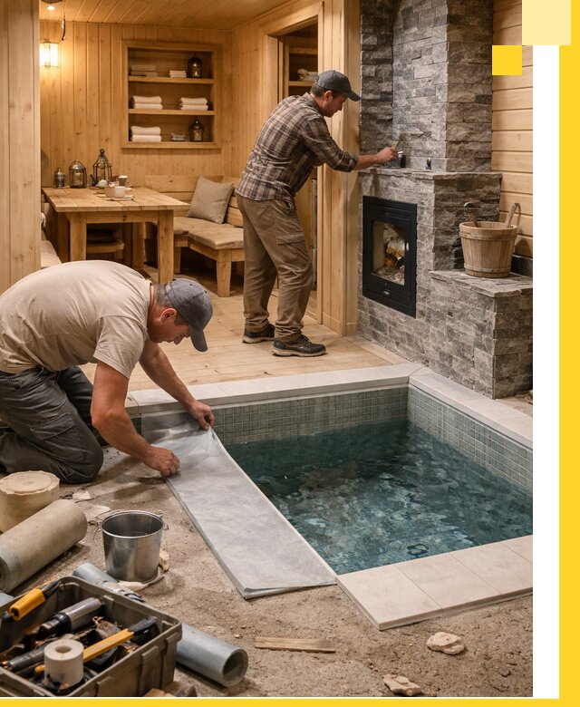 Строительство бань с комнатой отдыха под ключ в Холмске