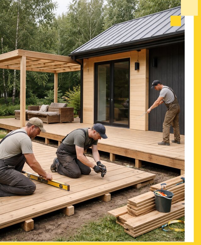 Строительство бань с террасой и бассейном под ключ в Холмске