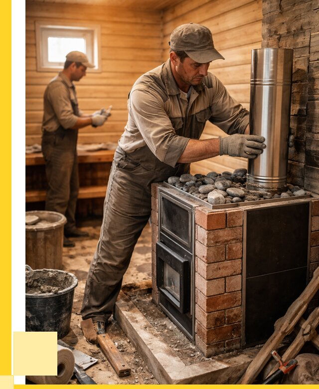 Монтаж печи в бане под ключ в Холмске от 20542 р. | ЭриданХлм