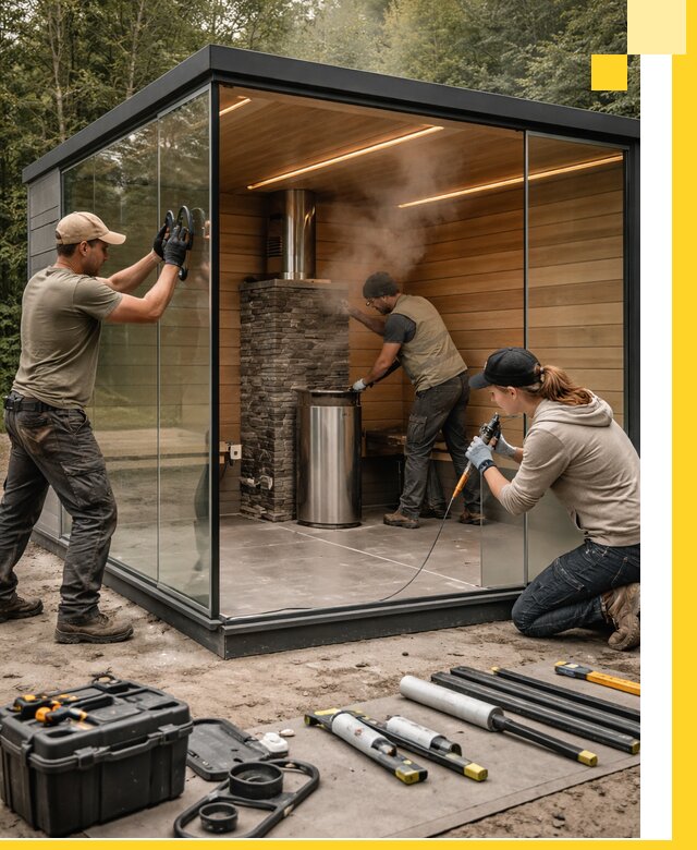 Проектирование и строительство стеклянных бань в Холмске