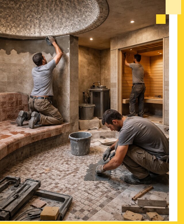 Проект и строительство хамама бани и сауны под ключ в Холмске