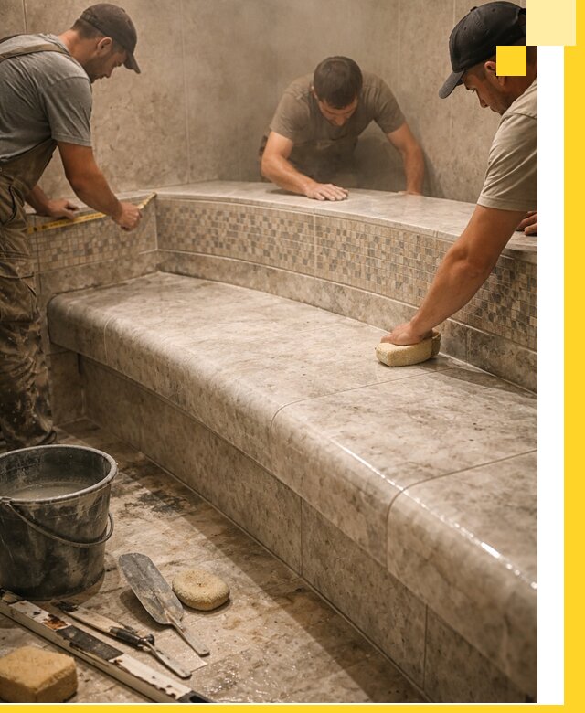 Изготовление и установка сидений для хамама в Холмске